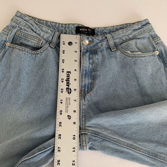 White Fox Jeans Women M Wide Leg Light Wash Blue Denim Distressed 30x31 Baggy - Picture 8 of 11